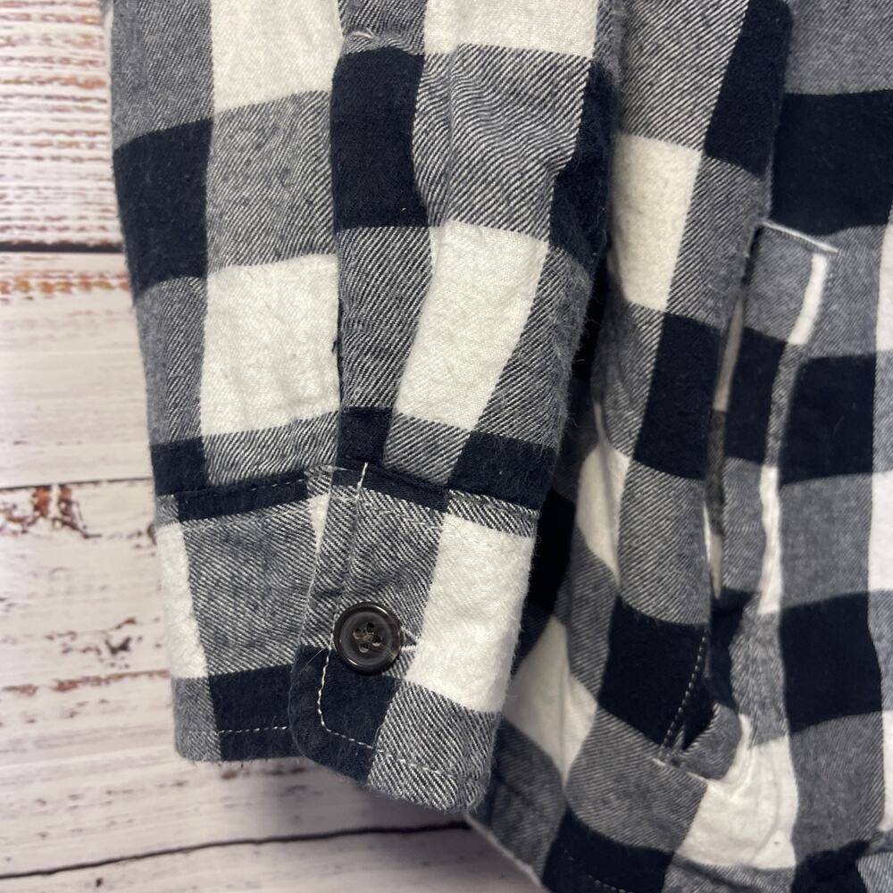 Lands End Plaid Gorpcore Flannel Sherpa Lined Button Down Shirt Large - Picture 6 of 8